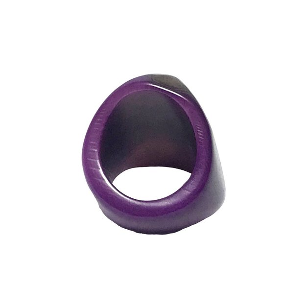 Purple Tagua Nut Ring Sustainable Vegan Ivory Handmade Boho Organic Sz 8 - Picture 3 of 6